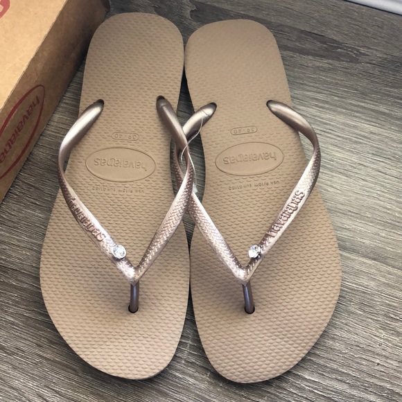 havaianas slim rose gold crystal
